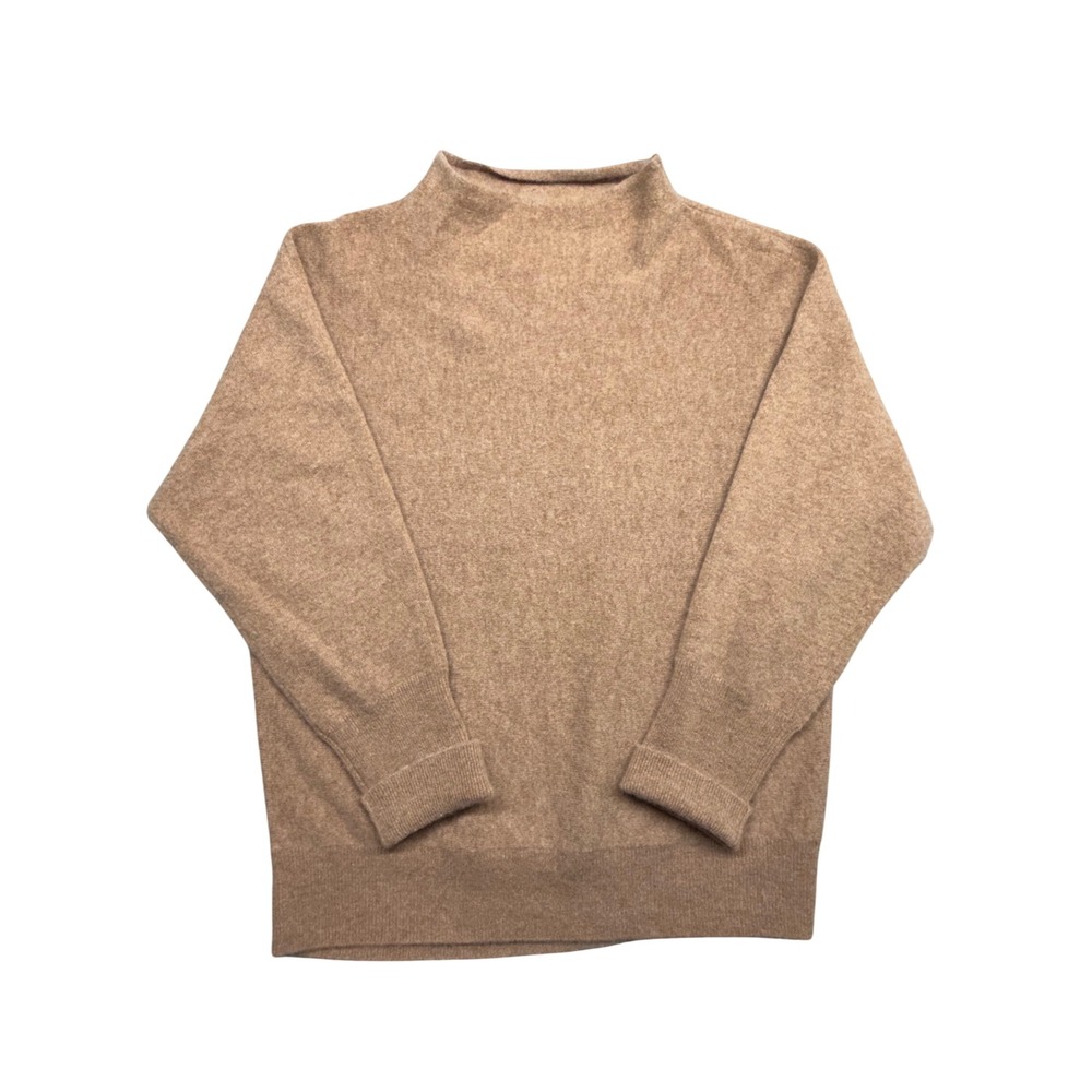 Magaschoni Cashmere Sweater Womens Medium Tan Camel Mock Neck 100% Pure Knit M